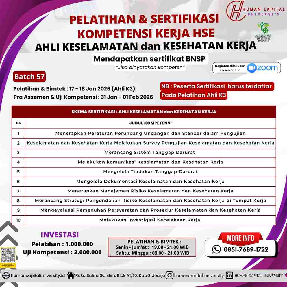 Sertifikasi Ahli K3 Umum