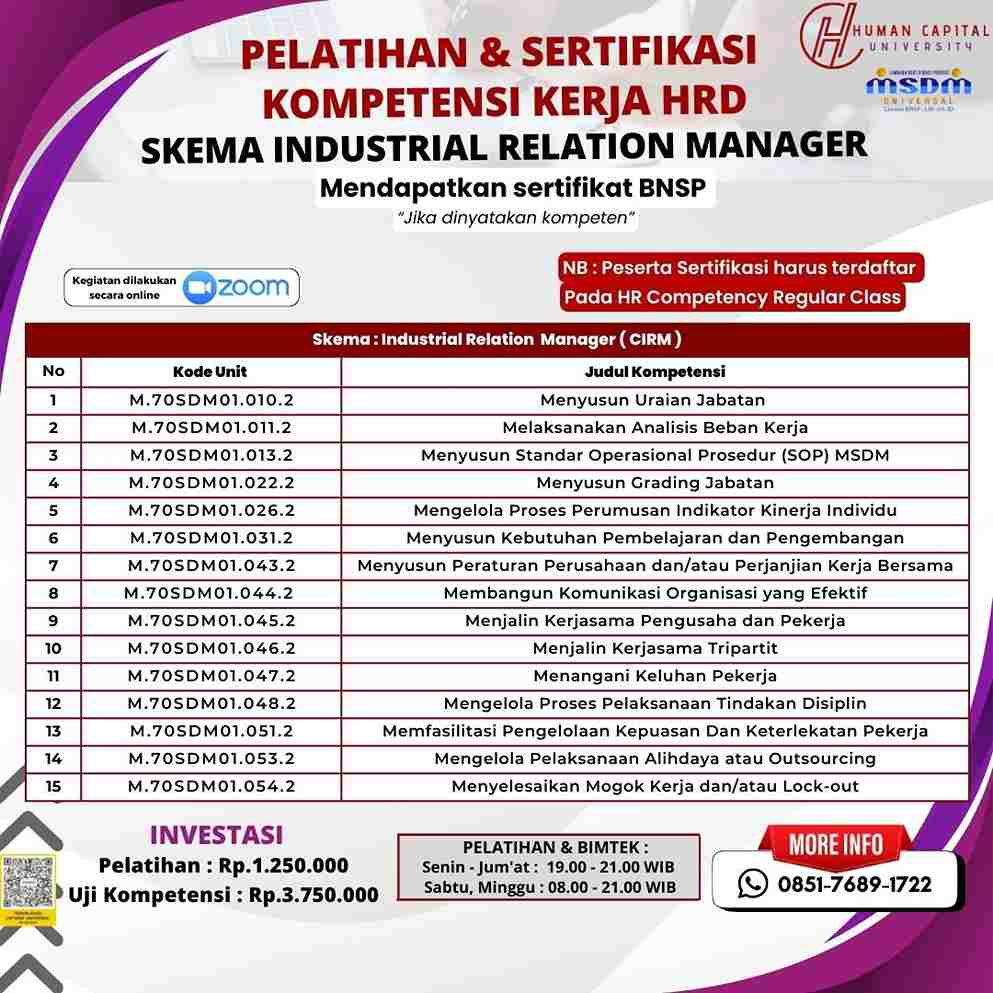 Sertifikasi Hubungan Industrial Manager