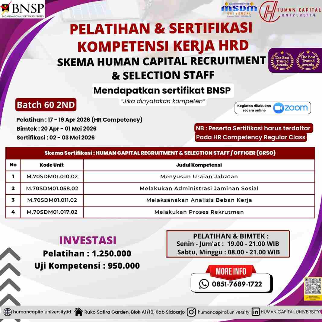 Sertifikasi HRD Rekrutmen BNSP