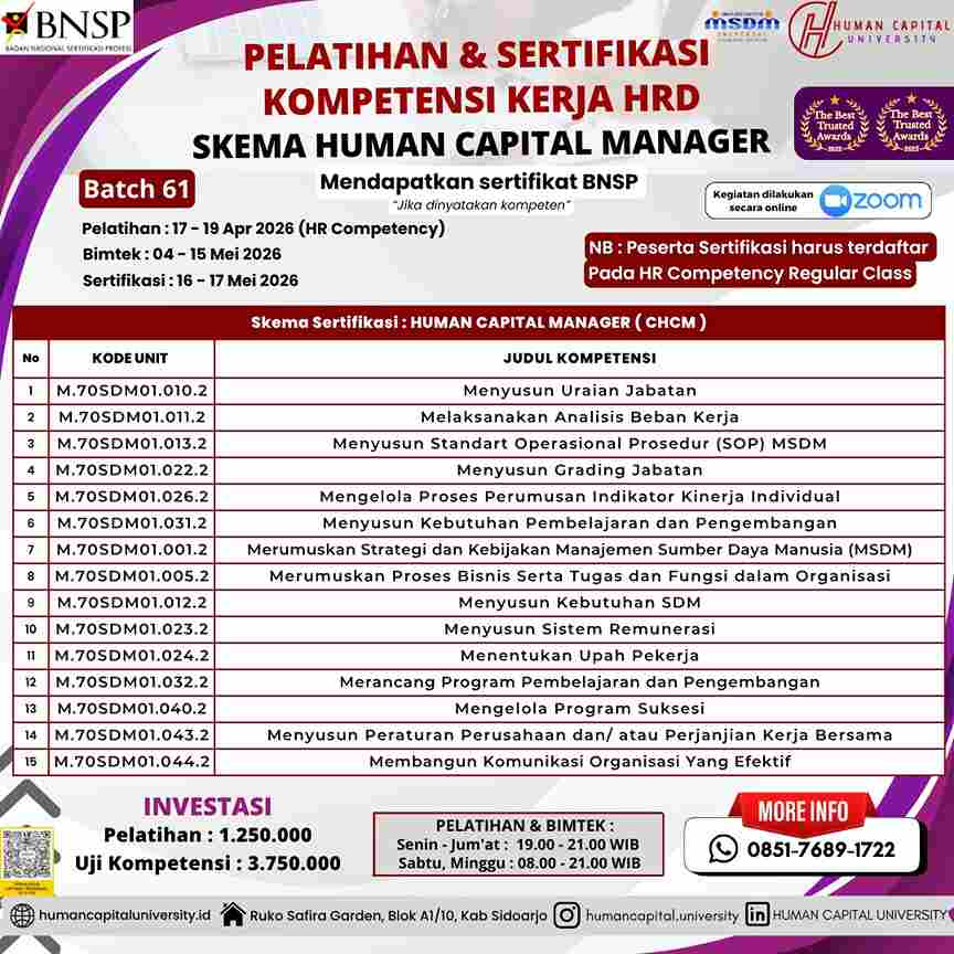 Sertifikasi HRD Manager BNSP
