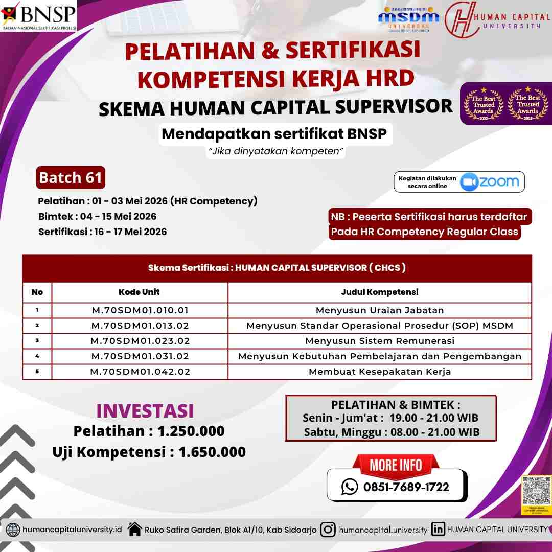 Sertifikasi HR Supervisor BNSP