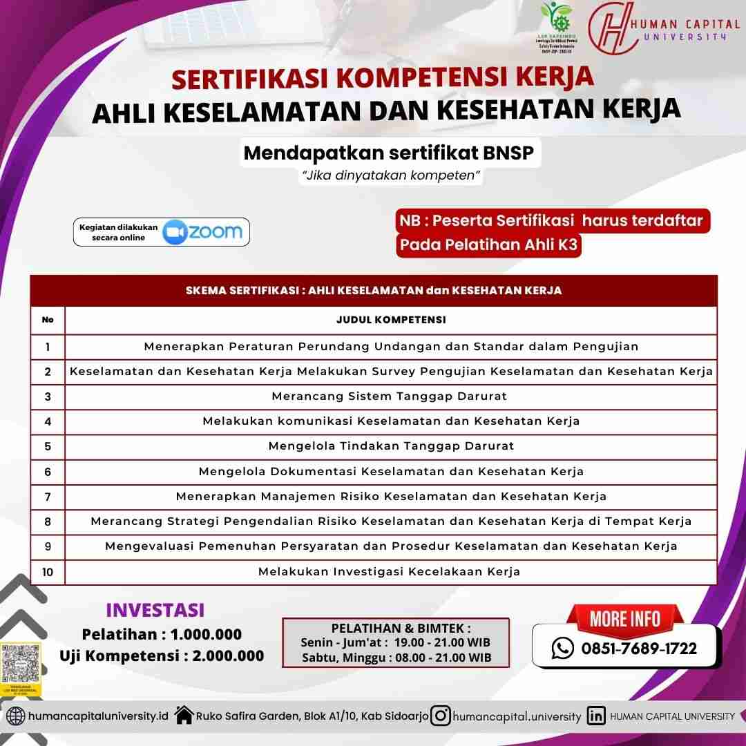 Sertifikasi Ahli K3 Umum BNSP