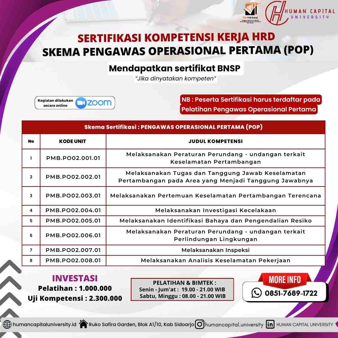 Sertifikasi Pengawas Operasional Pertama BNSP
