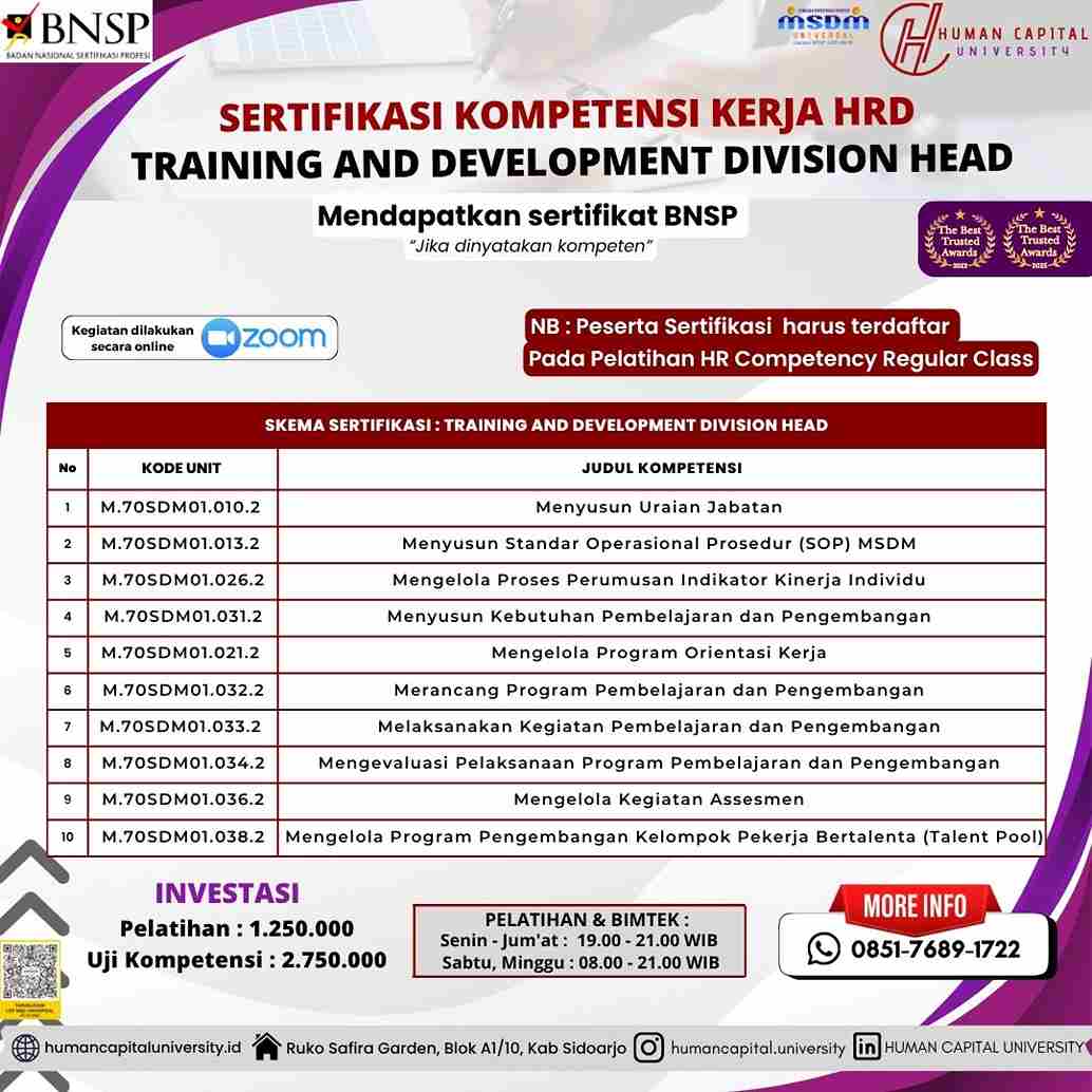 Sertifikasi Training Development BNSP