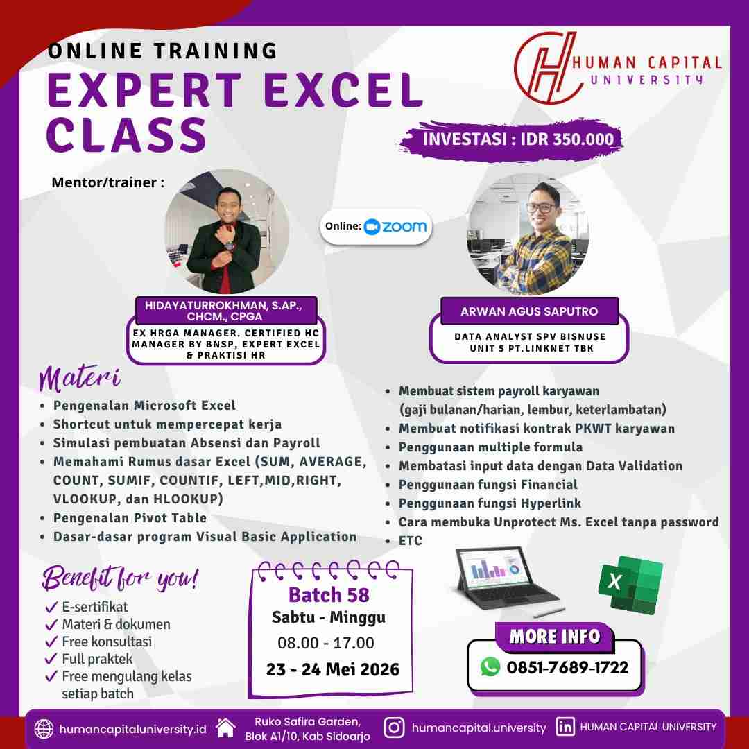Pelatihan Excel bersertifikat resmi