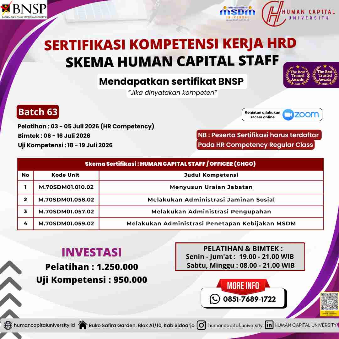 Sertifikasi HRD Staff BNSP