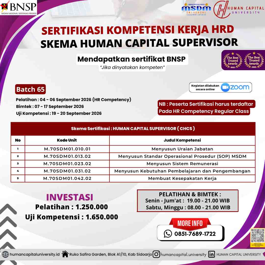 Sertifikasi HR Supervisor BNSP