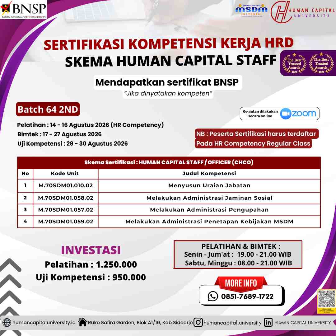 Sertifikasi HRD Staff BNSP