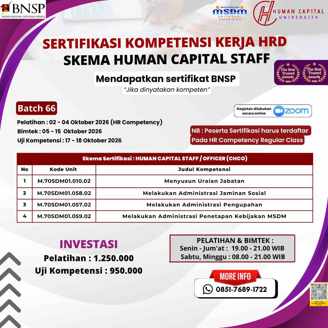 Sertifikasi HRD Staff BNSP