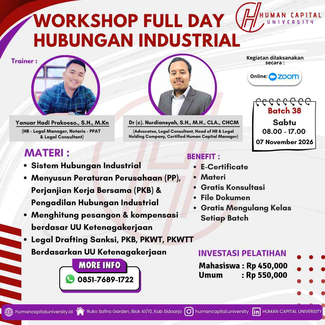 Pelatihan Hubungan Industrial Bersertifikat Resmi