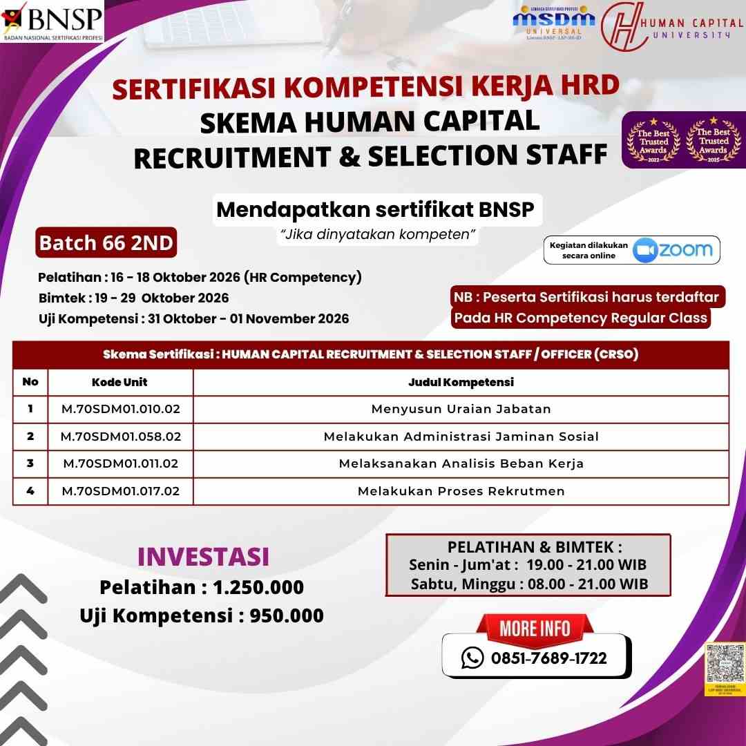 Sertifikasi HRD Rekrutmen BNSP