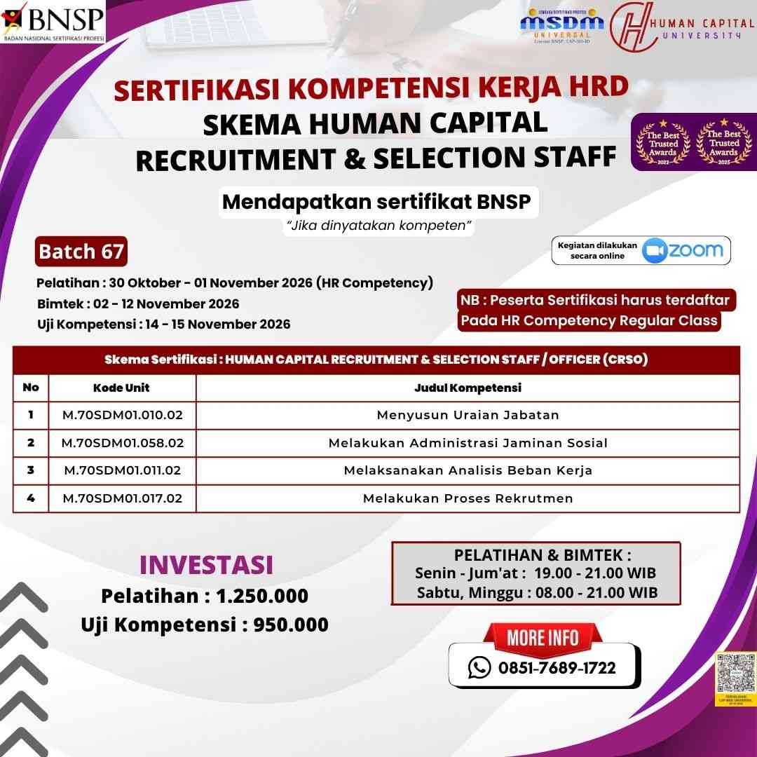 Sertifikasi HRD Rekrutmen BNSP