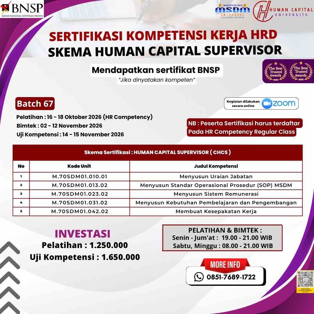 Sertifikasi HRD Supervisor BNSP
