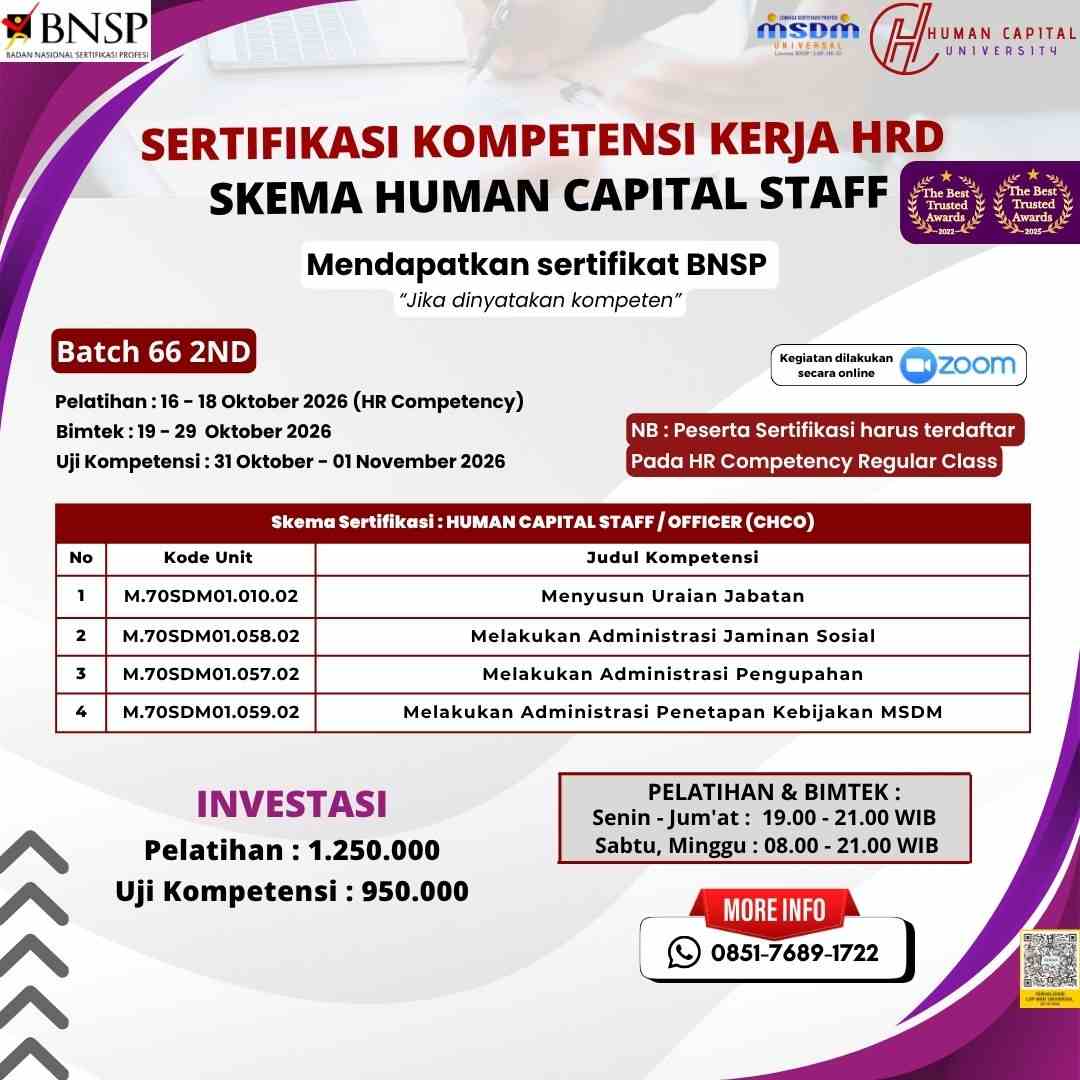 Sertifikasi HRD Staff BNSP