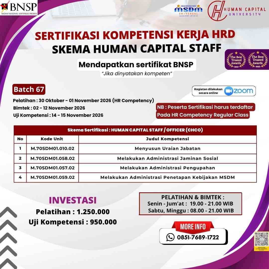 Sertifikasi HRD Staff BNSP